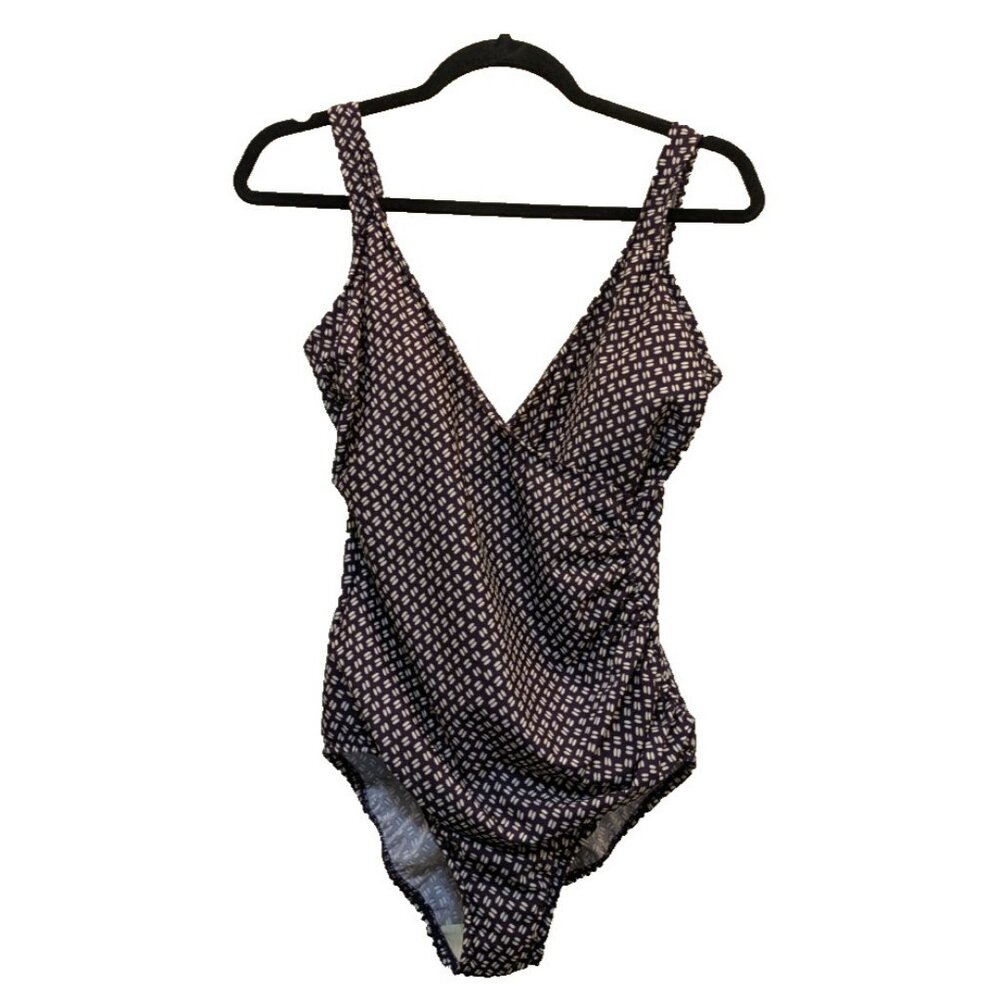 Miraclesuit Crossover Slimming One Piece Swimsuit Sz 12 Ruched Wireless‎ Purple